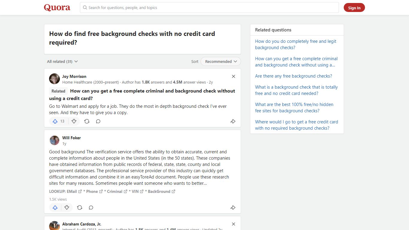 How do find free background checks with no credit card required?
